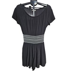 Maje Black Emboidered Smocked-waist Romper Size M